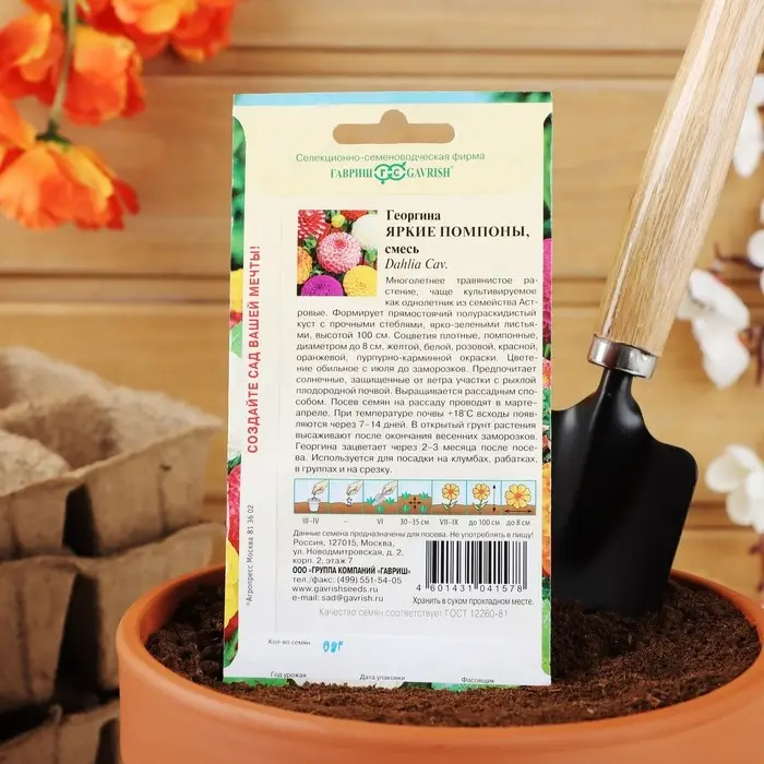 Семена цветов Георгина  Семена цветов Георгина "Яркие помпоны", ц/п,   0,2 г