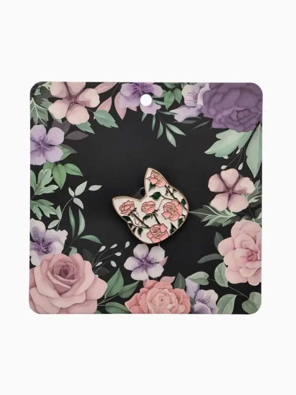 Брошь &laquo;Кошечка&raquo;, цветочный узор, цветная в золоте