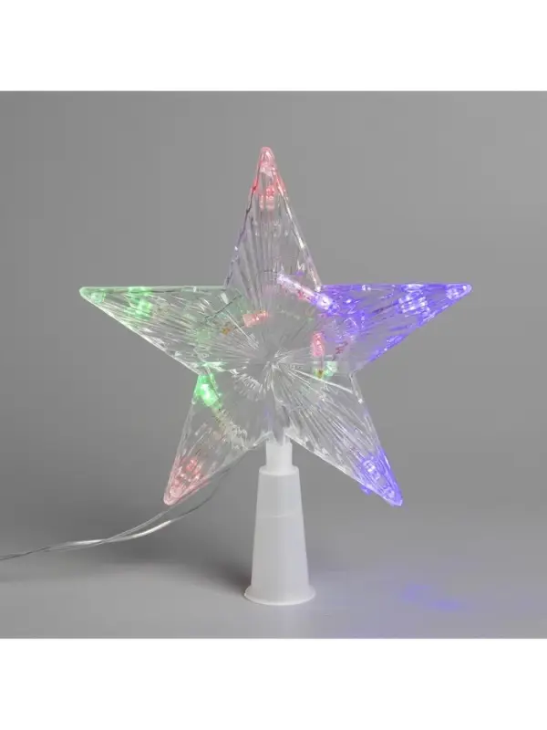 Светодиодная верхушка на ёлку &laquo;Звезда прозрачная&raquo;, 15 см, 10 LED, 220 В, свечение RG/RB