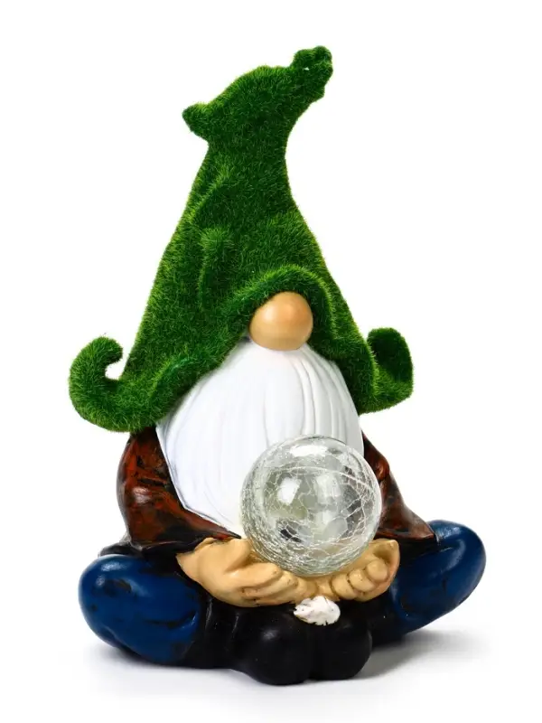 Садовая фигура - фонарь из полистоуна &laquo;Гном предсказатель&raquo;, 16&times;16&times;27 см, Greengo