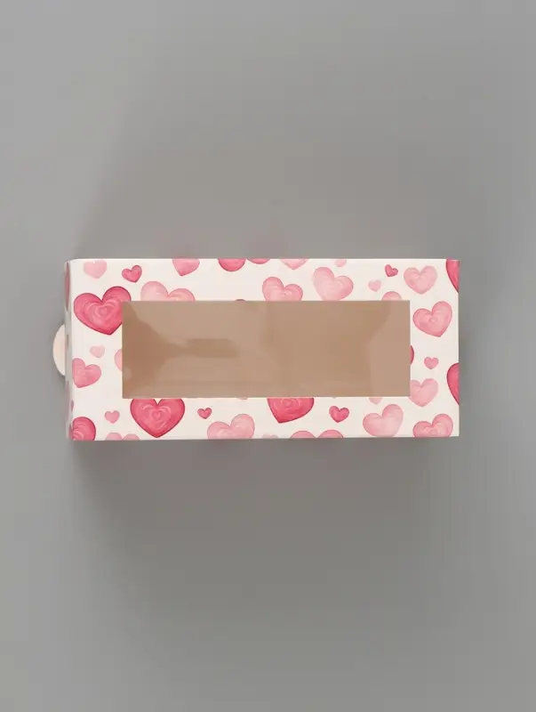 Коробка подарочная с окном &laquo;Сердца&raquo;, 12&times;5.5&times;5.5 см, самосборная