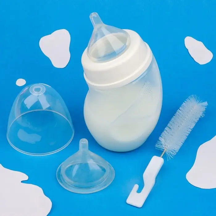 Набор для вскармливания животных DIIL, бутылочка 180 мл, 2 соски и ёршик, цвет МИКС