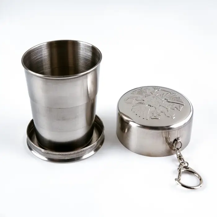 Складной стакан с карабином &laquo;Герб РФ&raquo;, 150 мл