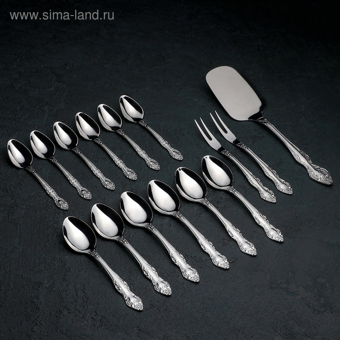 Набор чайный «Тройка», 15 предметов, цвет серебряный Набор чайный «Тройка», 15 предметов, цвет серебряный