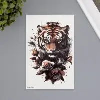 Переводная тату на тело цветная &laquo;Тиг в розах&raquo;, 11.4&times;21 см