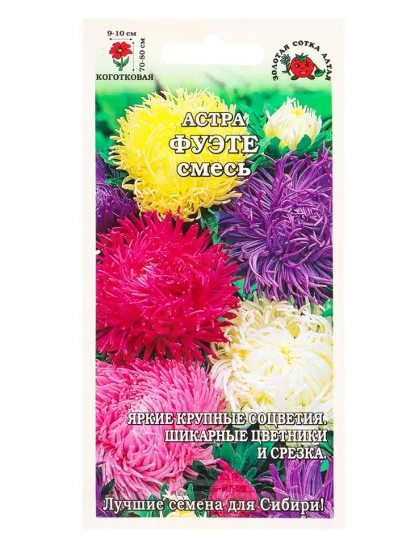 Семена Астра Фуэте смесь /Сотка/ 0,2г/ когот. 80см, d-10см/*1500 Семена Астра Фуэте смесь /Сотка/ 0,2г/ когот. 80см, d-10см/*1500