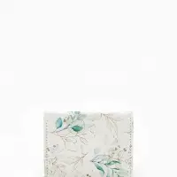 Кошелёк женский на кнопке, 10.5&times;2.5&times;8.5 см, с растительным принтом, белый/зелёный