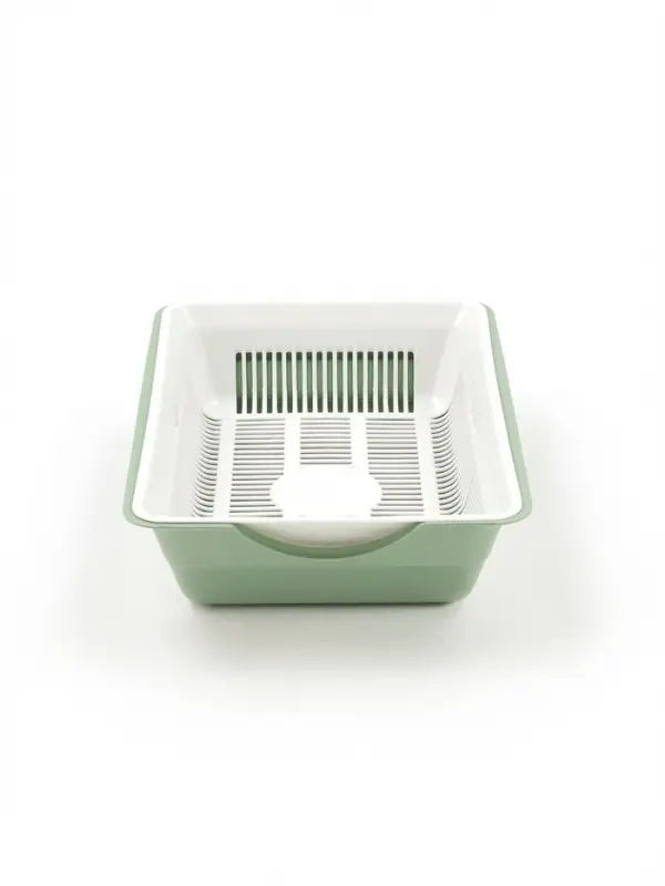 Туалет для кошек глубокий, 36&times;25&times;9 см, с сеткой, белый, мятный