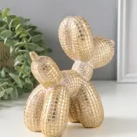 Сувенир полистоун "Воздушный шарик - собачка, в клеточку" золото 15х6,7х15 см