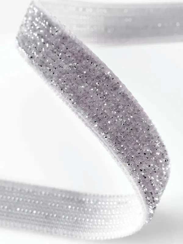 Лента бархатная, с серебряным люрексом, 10 мм, 18&plusmn;1 м, серая №184
