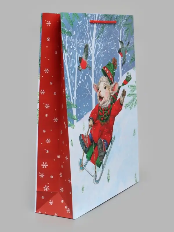 Пакет подарочный &laquo;Коза на санках&raquo;, 33&times;10&times;42.5 см