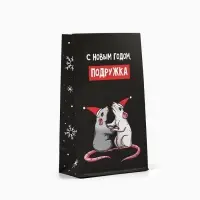 Пакет подарочный без ручек «С Новым годом, подружка», 10×19.5×7 см