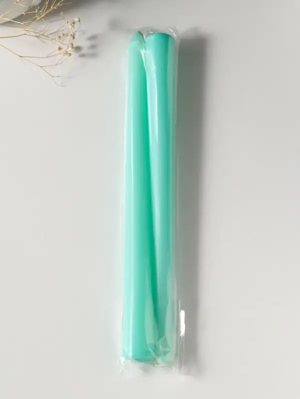 Набор свечей античных 25 см, 2 шт., 58 г, 7 ч, мятный