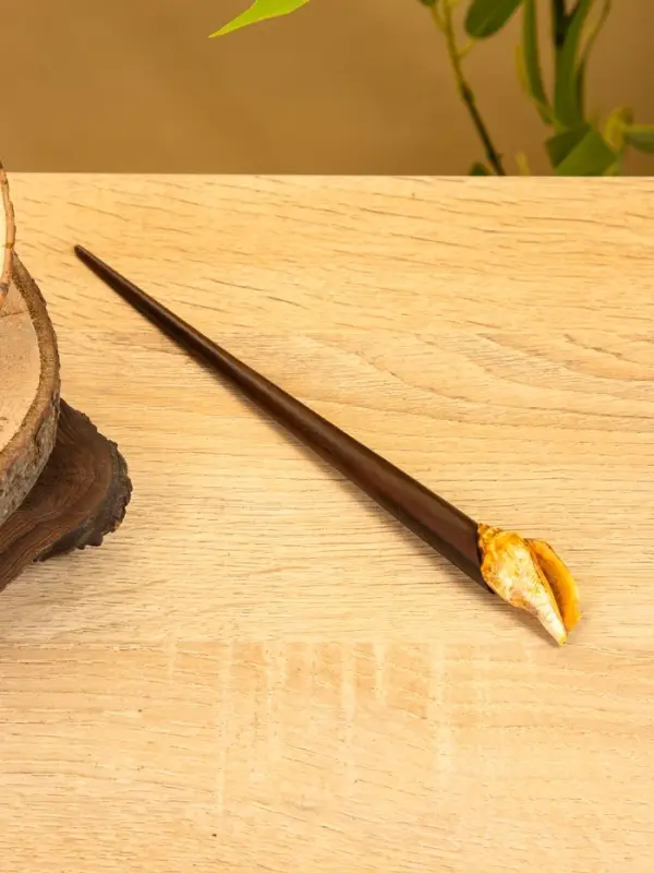 Заколка для волос фигурная, дерево Соно, ракушка, 20 см, цв. тёмно-коричневый