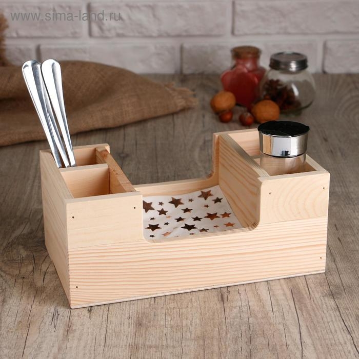 Подставка Подставка "Лодочка" из СОСНЫ, с 4мя отсеками и большим отделом, 14×25×10 см