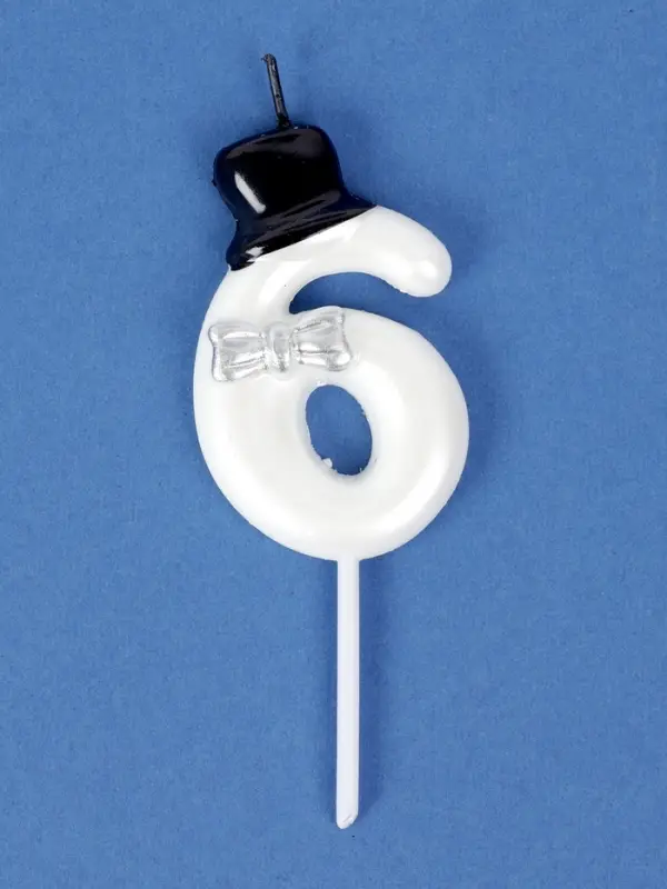 Свеча для торта «Джентельмен», цифра 6, белая Свеча для торта «Джентельмен», цифра 6, белая