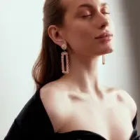 Серьги металл &laquo;Карибы&raquo;, длинный прямоугольник, цвет розовое золото