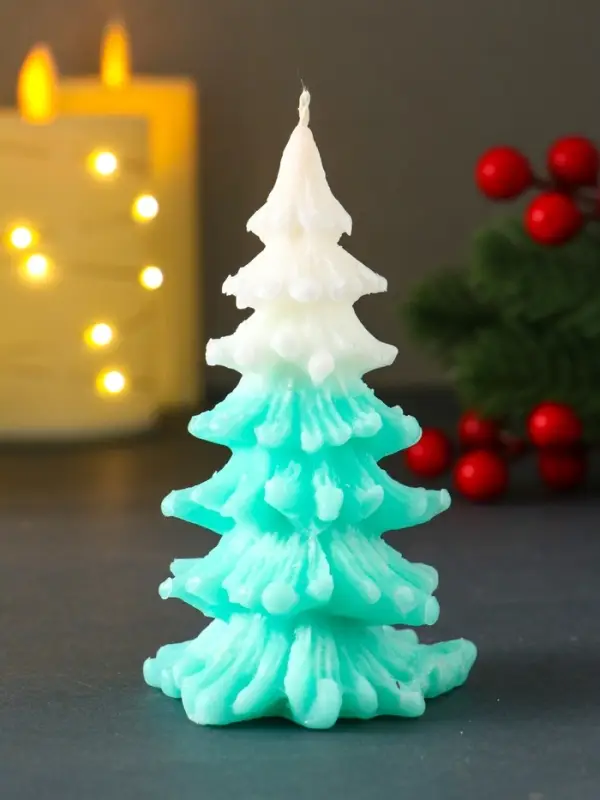 Свеча "Ёлочка новогодняя" 60*110мм, 2-х цветная, зеленая