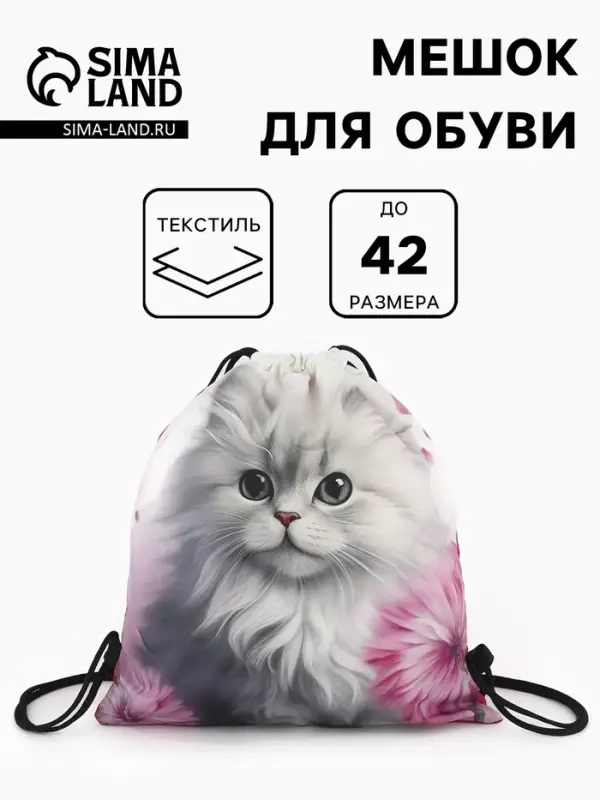 Мешок для обуви &laquo;Котёнок&raquo;, на стяжке, 36&times;0.5&times;42 см