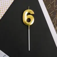 Свеча для торта, цифра &laquo;6&raquo;, 11.5&times;2.3 см