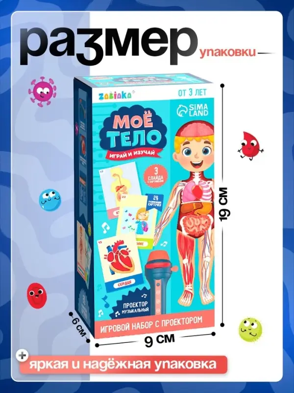 Игровой набор с проектором ZABIAKA &laquo;Моё тело&raquo;, световые и звуковые эффекты, 24 карточки