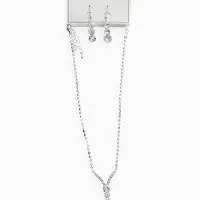 Набор 2 предмета: серьги, колье &laquo;Вечерний шик&raquo;, белый в серебре