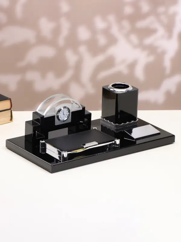 Набор настольный, органайзер 4 в 1 с визитницей и часами, 34&times;17&times;13 см