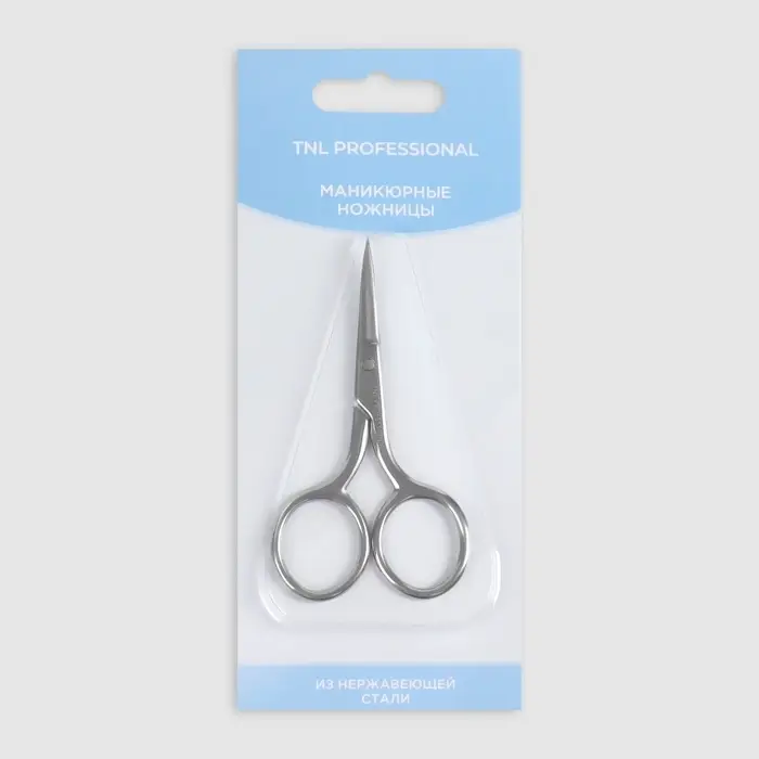 Ножницы маникюрные TNL, прямые, узкие, 9 см, на блистере, цвет серебристый
