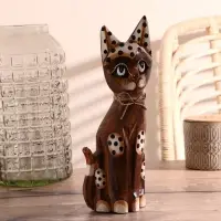 Сувенир дерево "Кошка с бантом, ушки в горошек" 30х10х3 см
