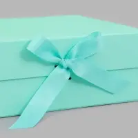 Коробка подарочная на магните с бантом, 29&times;22&times;10.5 см, самосборная, бирюзовая