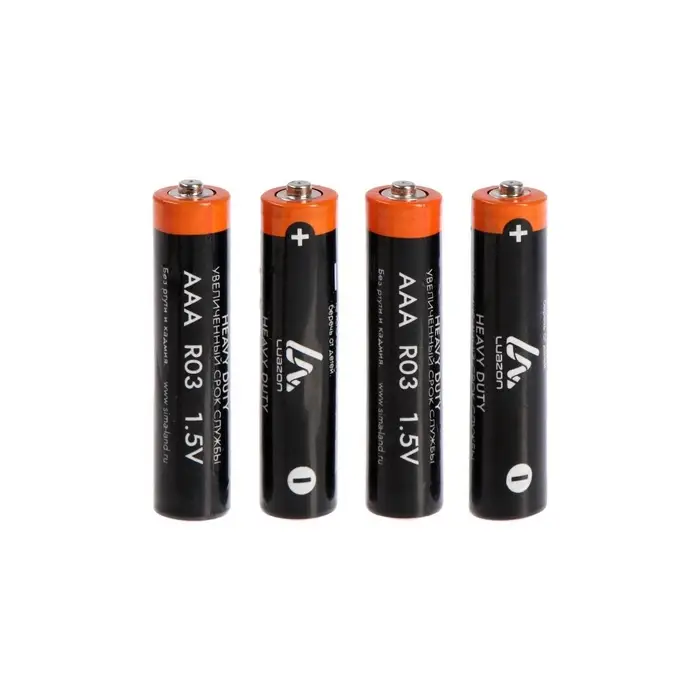 Батарейка солевая Luazon Heavy Duty, AAA, R03, спайка, 4 штуки Батарейка солевая Luazon Heavy Duty, AAA, R03, спайка, 4 штуки