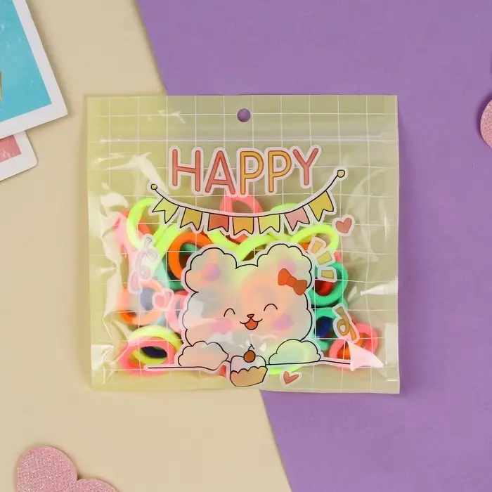 Резинка для волос  Резинка для волос "Хорошие пожелания" (набор 50 шт) весёлый пёсик, 2 см, микс