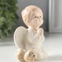 Фигурка керамика &laquo;Девочка-ангел с щенком молится&raquo;, 7.8&times;5.5&times;9 см