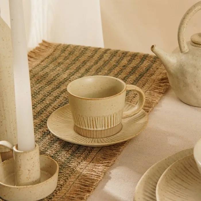 Чайная пара SL Home &laquo;Виенто&raquo;, чашка 250 мл, блюдце d=15 см, керамика, бежевая