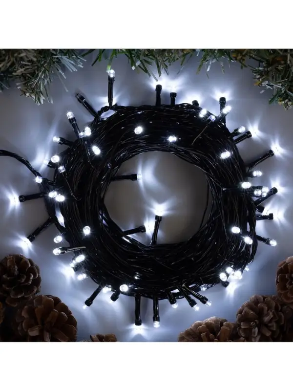 Гирлянда &laquo;Нить&raquo; 10 м, IP20, тёмная нить, 100 LED, 8 режимов, 220 В, свечение белое