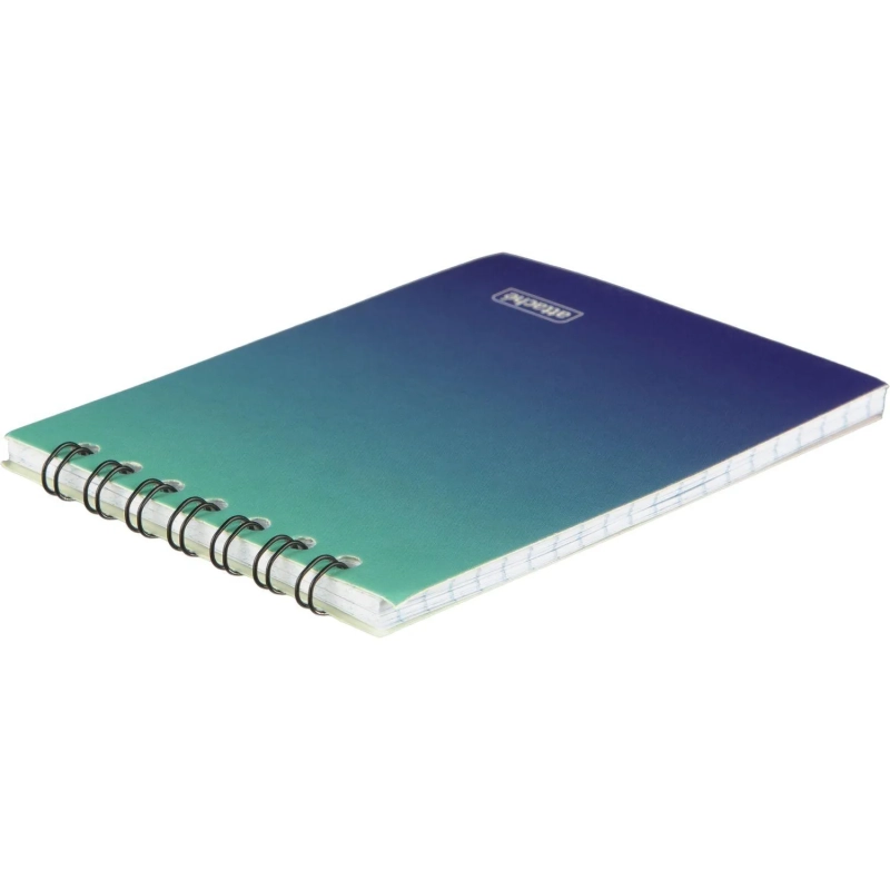 Блокнот А7 40л Attache Градиент Бирюза клетка, 65г, греб, УФ-лак