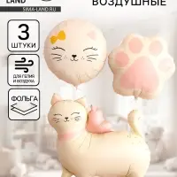 Воздушные шары фольгированные &laquo;Кошечка&raquo;, набор 3 шт.