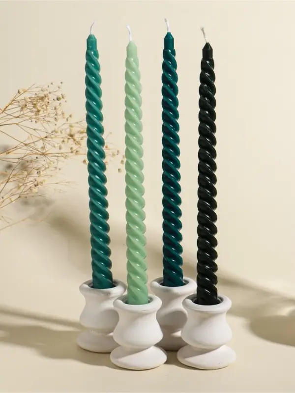 Набор свечей витых, 2&times;25 см, 4 шт., палитра зелёного, 25.5&times;8.8&times;2.4 см