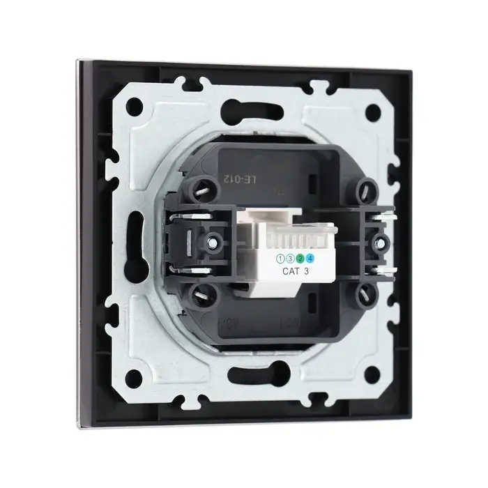 Розетка телефонная TOT Matte Glass, стекло, скрытая, одноместная, чёрная