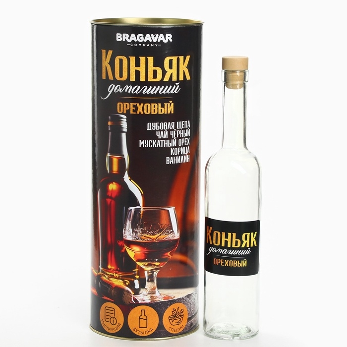 Подарочный набор для приготовления настойки «Коньяк орехи», набор трав и специй, бутылка Подарочный набор для приготовления настойки «Коньяк орехи», набор трав и специй, бутылка