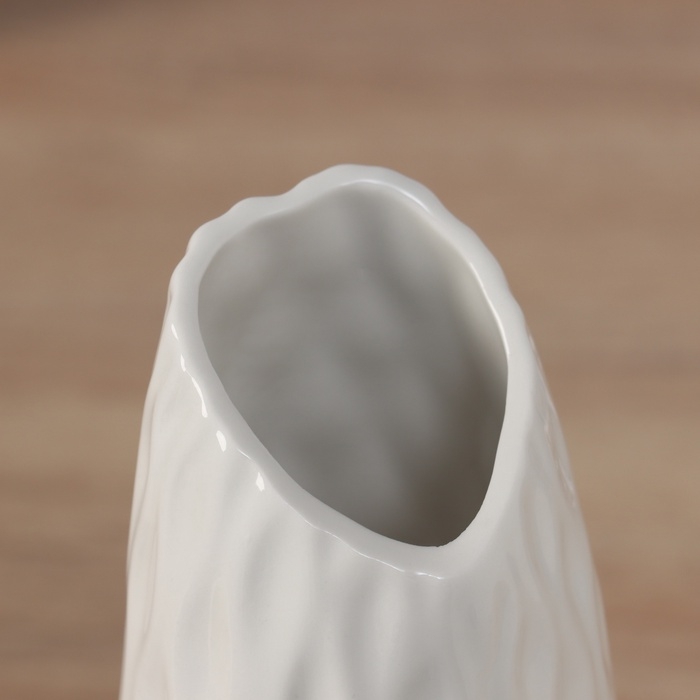 Ваза керамика настольная Ваза керамика настольная "Теган" бочка скос, 20,5х6,5 см, белый