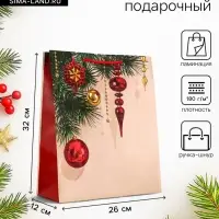 Пакет подарочный новогодний ламинированный, &laquo;Атмосфера Нового Года&raquo;, 26&times;12&times;32 см