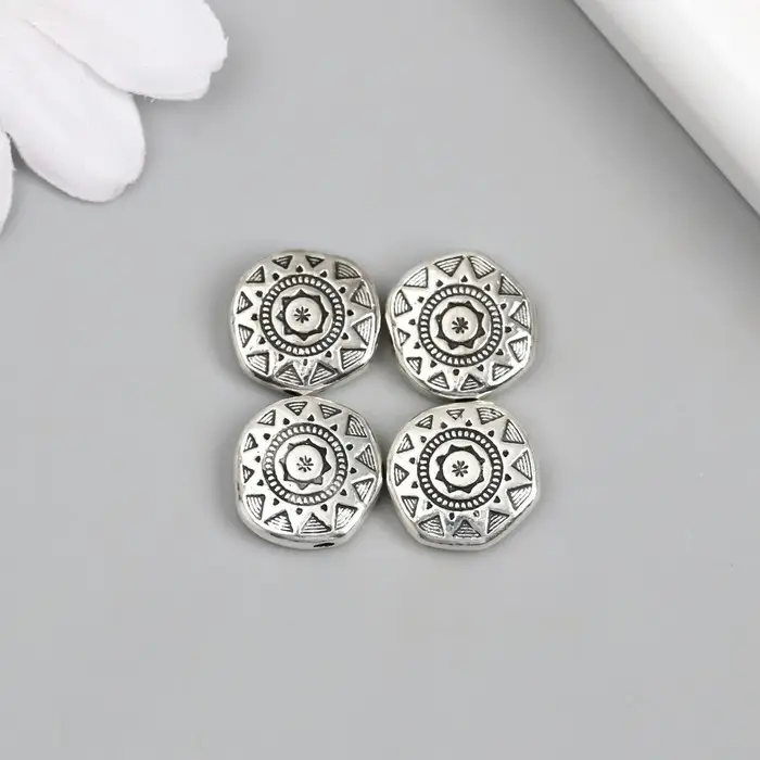 Бусина для творчества металл Бусина для творчества металл "Плоский круг. Солнце" 1,2х1,2 см