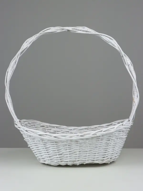 Корзина плетеная (ива), D50х35 H20 HH58 B31х21, 1 шт., белый