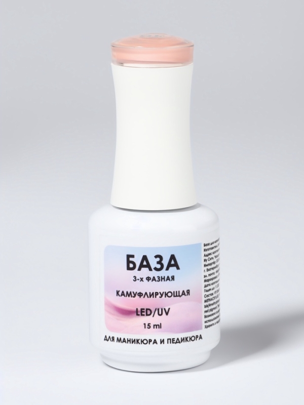 База камуфлирующая д/маникюра 3-х фазная LED/UV 15мл (CNP022) накл QF База камуфлирующая д/маникюра 3-х фазная LED/UV 15мл (CNP022) накл QF