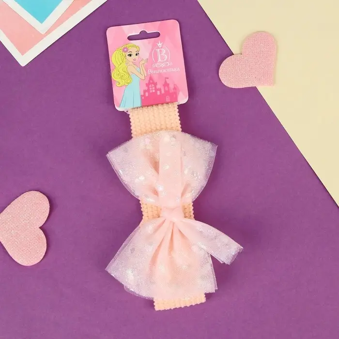 Повязка для волос Повязка для волос "Выбражулька" неон пышный бант, 16х3 см, розовый