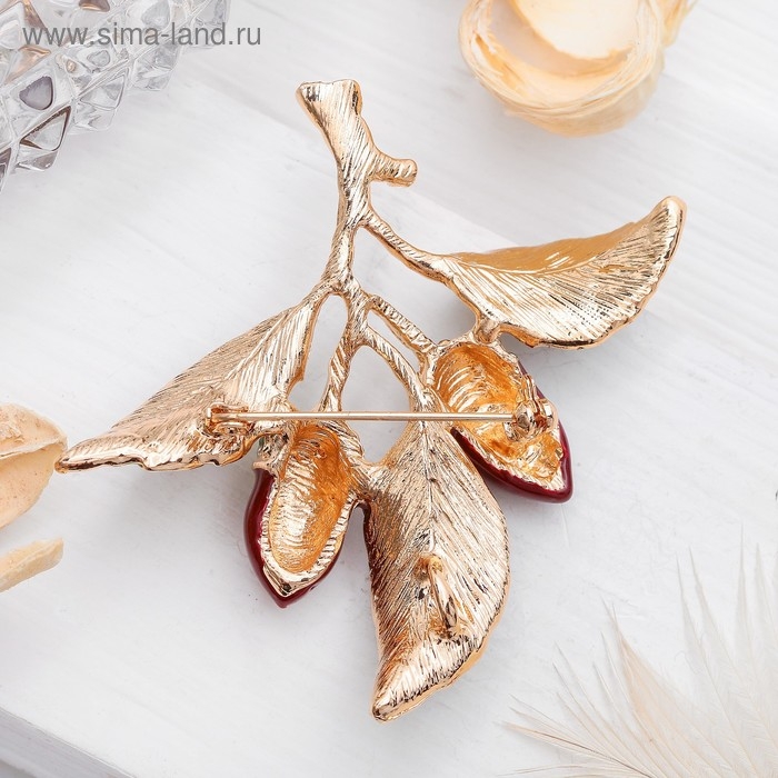 Брошь «Жёлуди», цвет коричнево-зелёный в золоте Брошь «Жёлуди», цвет коричнево-зелёный в золоте