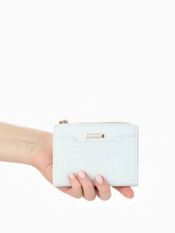 Кошелёк женский на кнопке, 12.5&times;2&times;9 см, однотонный, комбинированный, светло-голубой