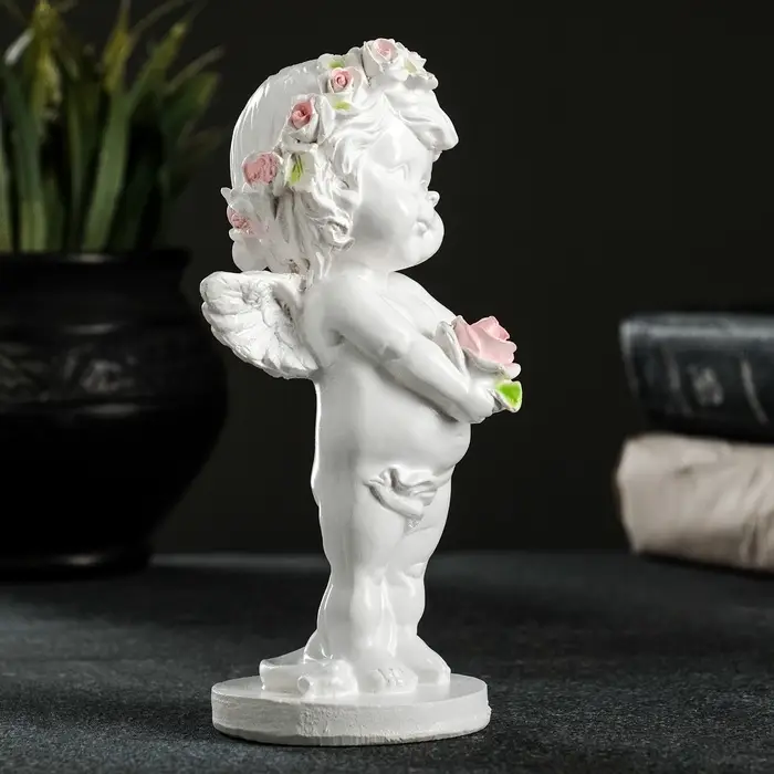Фигурка гипс &laquo;Ангелочек с розочкой&raquo;, 15&times;7.5&times;7.5 см