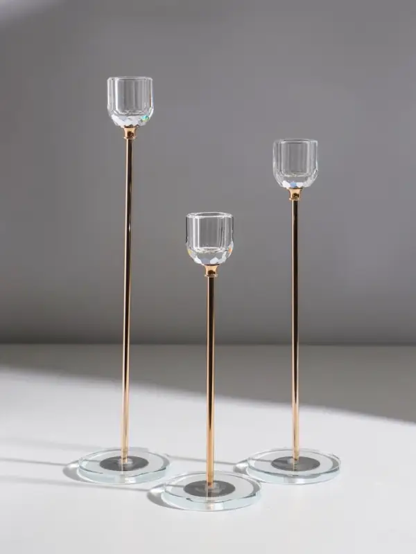 Подсвечник стекло, металл  Подсвечник стекло, металл "Эстетика" d=2,2 см набор 3 шт h=23, 28 и 33 см